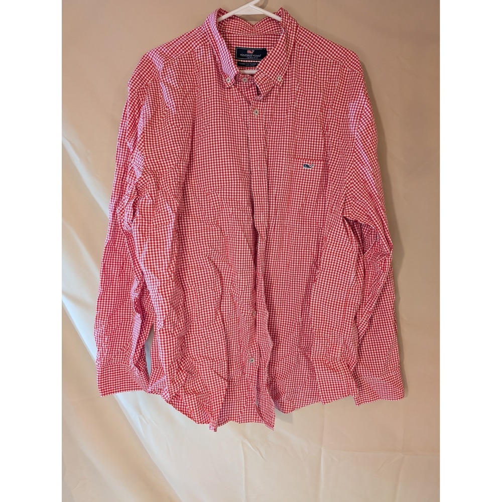 VINEYARD VINES Tucker Shirt Red Gingham XXL Button-Down Classic Fit Cotton